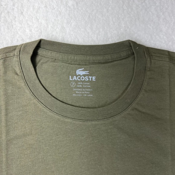 Lacoste Logo T-Shirt Cotton Short Sleeve Olive‎ Green Men's US Size 2XL VTG NWT - Picture 4 of 9